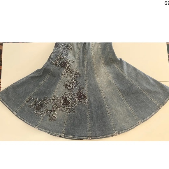 Roberto Cavalli Denim Skirt with Embroidery - Picture 12 of 17